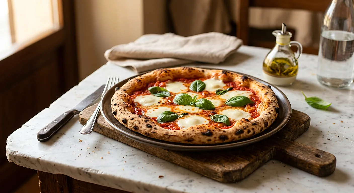 Pizza Margherita aus dem Steinofen